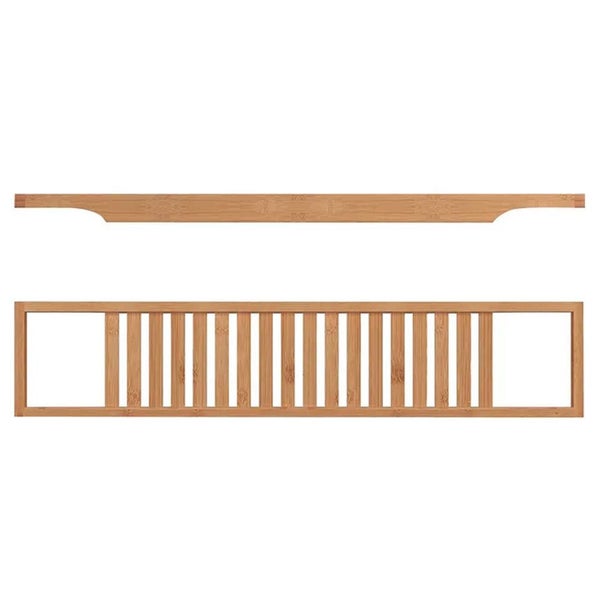 Bamboo 64x15cm Bath Caddy Over Tub Storage Organiser Holder Bathtub Tray Brown Carousel 3