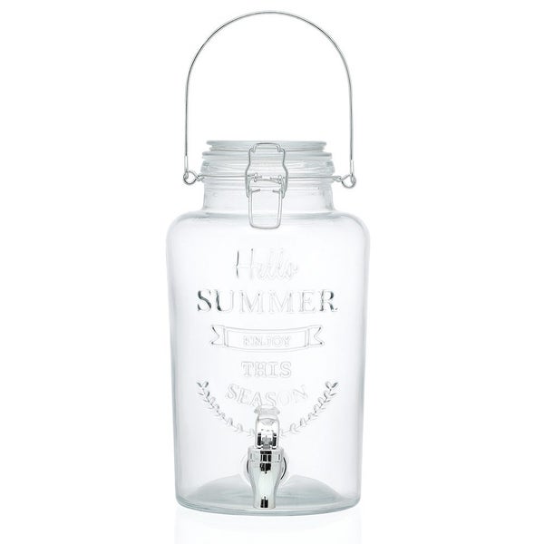 Lemon & Lime 3L Glass Drink Clip Lid Juice Drink Water Beverage Stand Dispenser Carousel 1