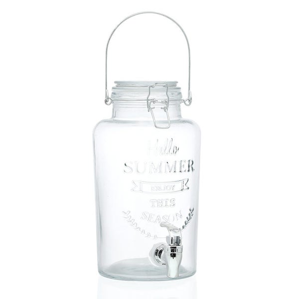 Lemon & Lime 3L Glass Drink Clip Lid Juice Drink Water Beverage Stand Dispenser Carousel 2