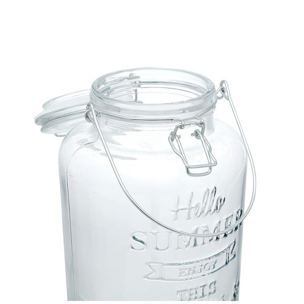 Lemon & Lime 3L Glass Drink Clip Lid Juice Drink Water Beverage Stand Dispenser Carousel 10