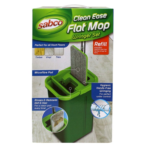 Sabco 110cm Clean Ease Flat Mop Wringer Set Dual Chamber Bucket Home Cleaning Carousel 2