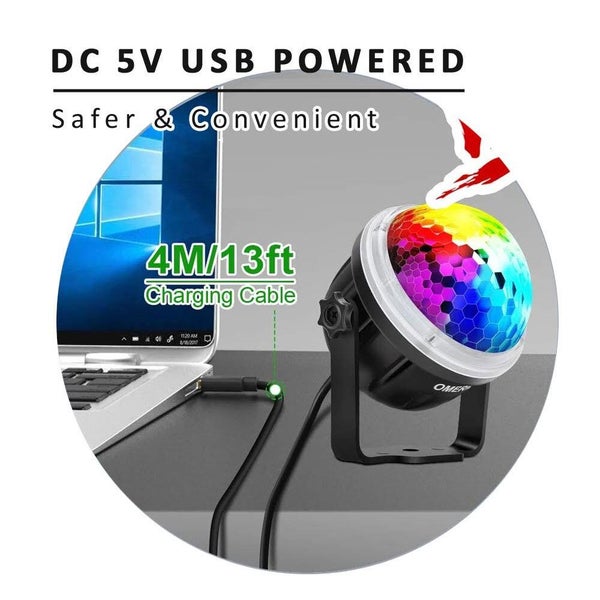Sansai Mini 10cm RGB Rotating LED Party Light w Remote Indoor USB Powered 5V Carousel 2