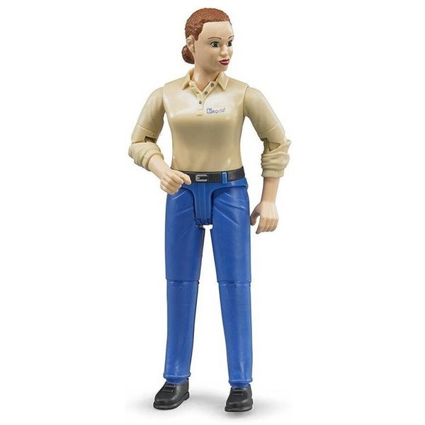 Bruder Bworld 10cm Brown-Haired Woman In Blue Jeans 1:16 Action Figurine 4+ Toy Carousel 1