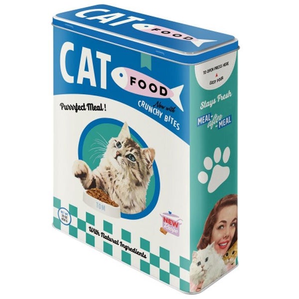Nostalgic Art XL Metal 4L 26cm Tin Box Container Storage for Cat Pet Food Blue Carousel 1