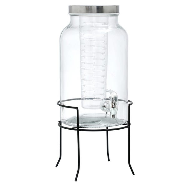 Lemon & Lime 5.5L Glass Beverage Juice Drink Water Tea Diffuser Stand Dispenser Carousel 1