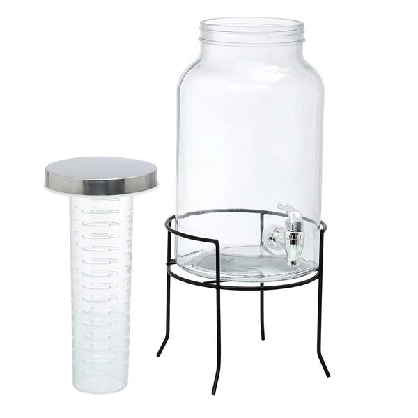 Lemon & Lime 5.5L Glass Beverage Juice Drink Water Tea Diffuser Stand Dispenser Carousel 2