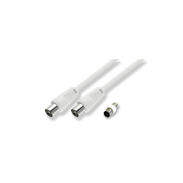 Sansai 1.5m M to Male Antenna Flylead TV Coaxial Cable w Female Adaptor White Carousel 1