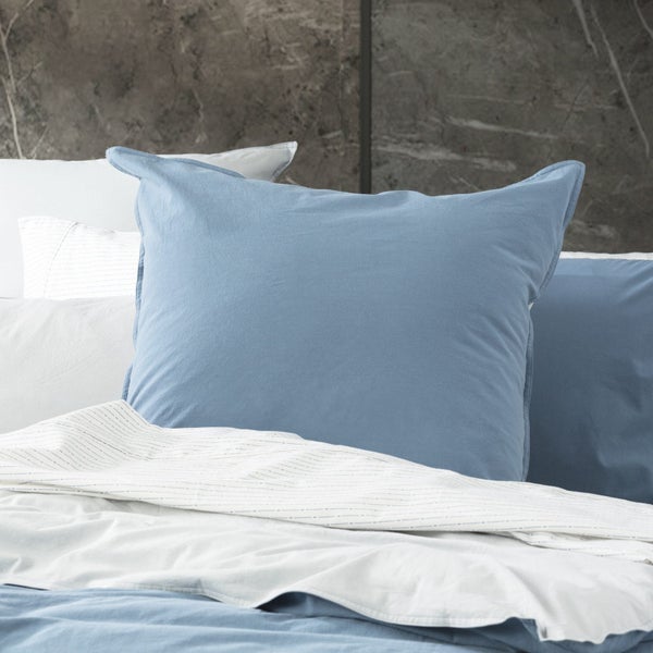Renee Taylor Essentials 65cm European Pillowcase VT Stone Washed Reversible Blue Carousel 4