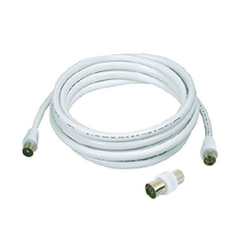 Sansai 10m M to Male Antenna Flylead TV Coaxial Cable w Female Adaptor White Carousel 1