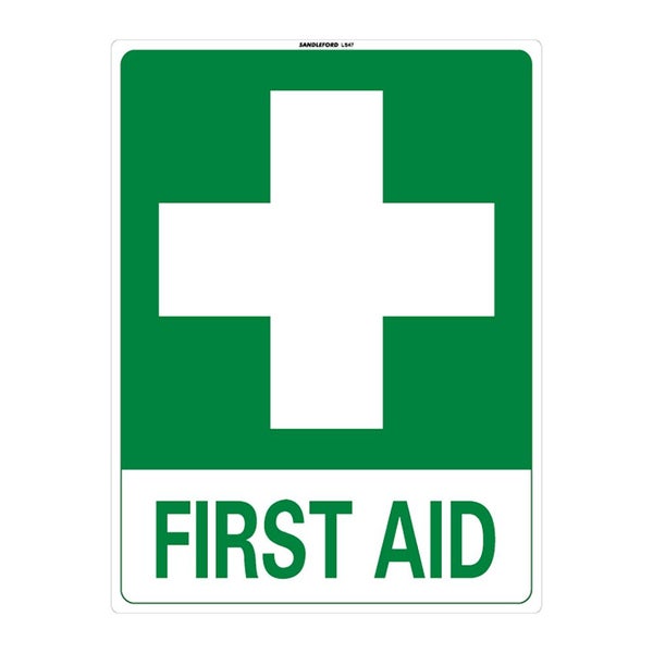 First Aid 450x600mm Large Safety Sign Polypropylene Wall Door Mountable Carousel 1