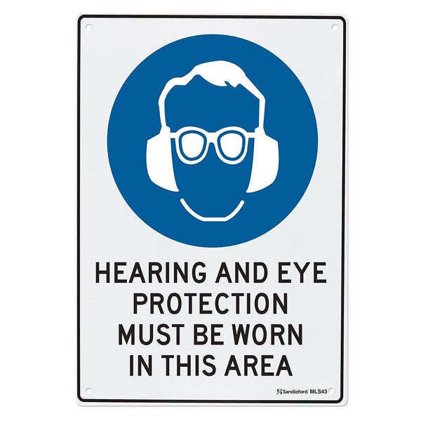 Hearing & Eye Protection Must Be Worn 450x300mm Sign Polypropylene Mountable Carousel 1