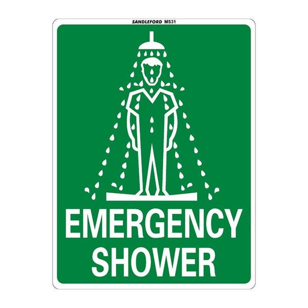 Emergency Shower 200x300mm Medium Safety Sign Polypropylene Wall Door Mountable Carousel 1