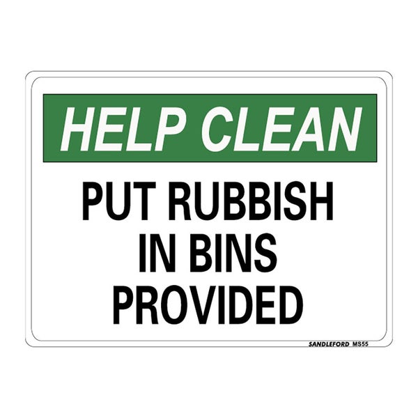 Put Rubbish In Bins Provided 225x300mm Sign Polypropylene Wall Door Mountable Carousel 1