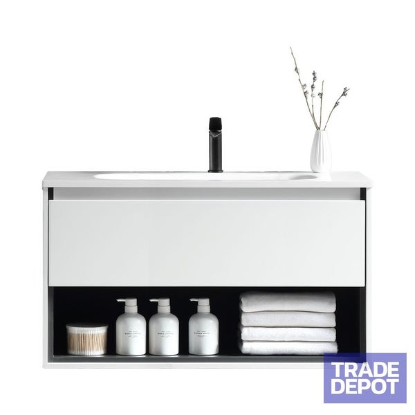 Fremont Wall Vanity with Arc Top 800mm - White Glossy Carousel 1