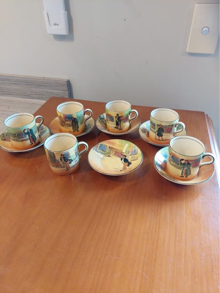 Royal Doulton “Dickens Ware” Six Cups and Six Saucers – England Carousel 1