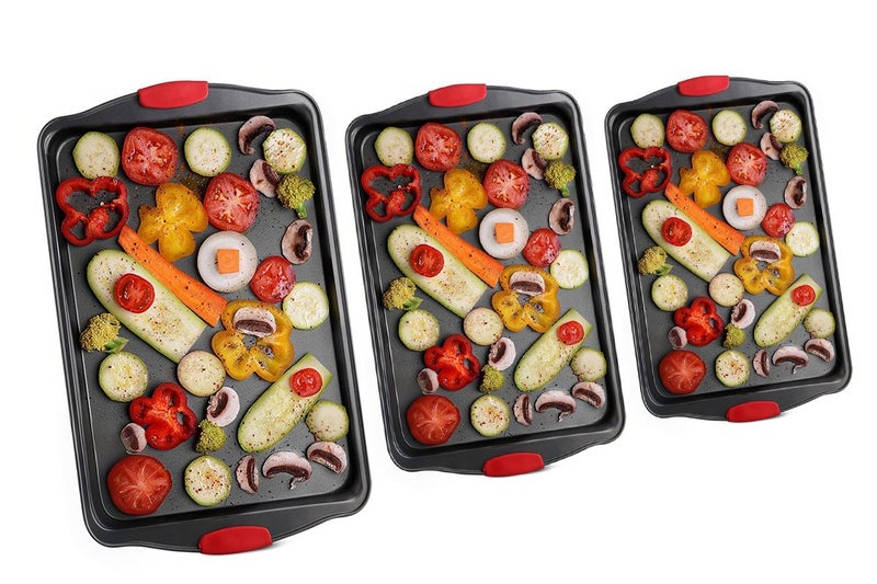 3Pcs Nonstick Kitchen Oven Baking Pans Set Carbon Steel Bakeware for Oven Carousel 1