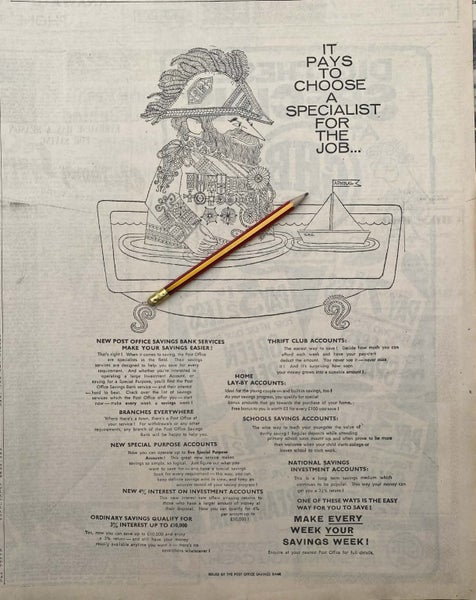 VINTAGE NEWSPAPER ADVERT: Post Office Savings Bank 1962 Carousel 1