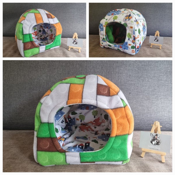 Guinea Pig Reversible Hidey Hut – Two looks in One – Cosy and Snuggly Carousel 1
