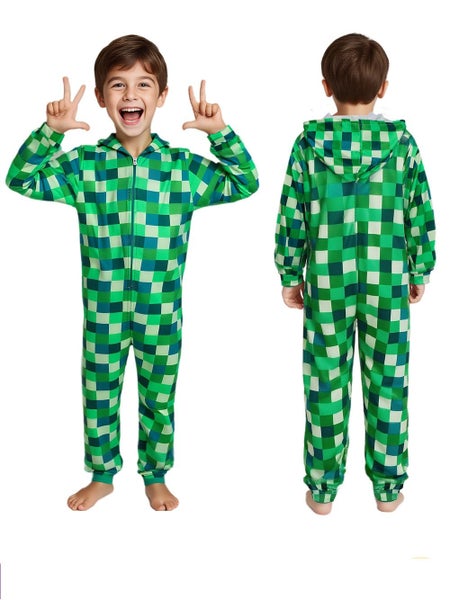 Minecraft Diamond Armor Kids Cosplay Costume – Green Creeper Style Jumpsuit Carousel 2