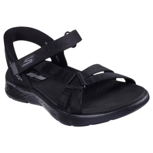 Womens Skechers Slip-Ins: GO Walk Flex - Illuminate Black/Black Sandals Carousel 1