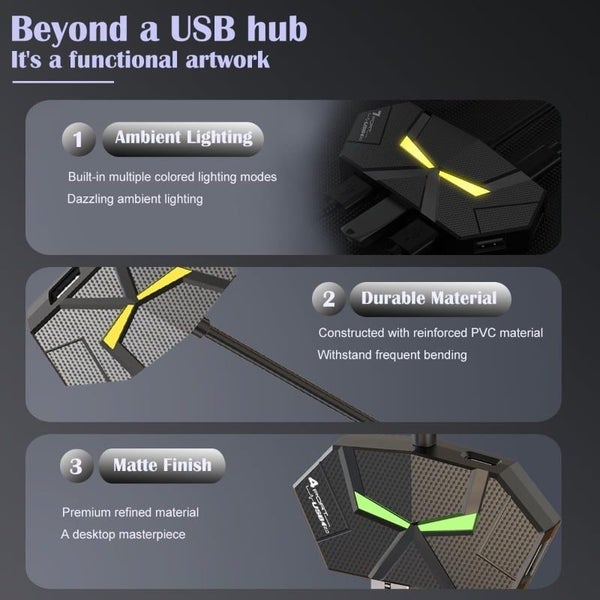 USB hub, multi-port USB hub, USB extender with extra power ports for laptop Carousel 5