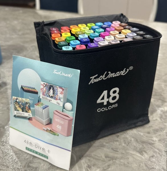 !!NEW!! TouchMark 48-Piece Alcohol Marker Set (Fine & Broad tip) with Case Carousel 1