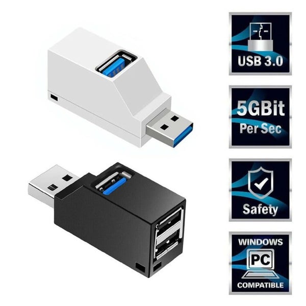 USB 3.0 2.0 Hub Splitter 3 Port Adapter Mini Extender Box for PC Laptop Mac Carousel 9