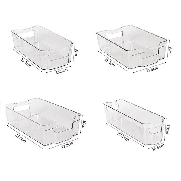 Refrigerator Organizer Bins, 2-Pieces Clear Plastic Bins for Refrigerator, Carousel 2