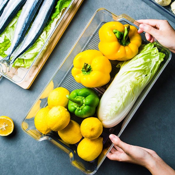 Refrigerator Organizer Bins, 2-Pieces Clear Plastic Bins for Refrigerator, Carousel 5