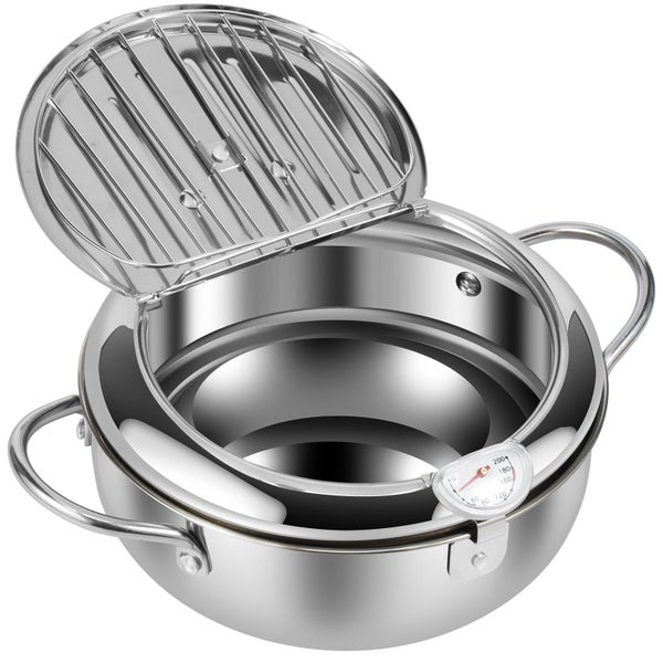 Deep Fryer Pot, 2.2L Stainless Steel Deep Frying Pot with with Strainer Bas Carousel 1