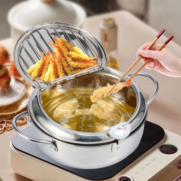 Deep Fryer Pot, 2.2L Stainless Steel Deep Frying Pot with with Strainer Bas Carousel 2