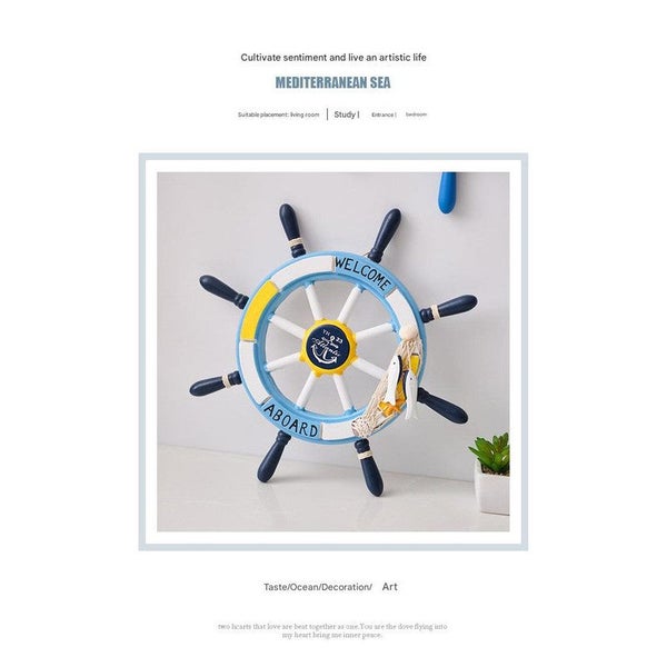 Elosung Nautical Rudder Wall Decor 34Cm Coastal Home Accent (Blue And White Rudd Carousel 2