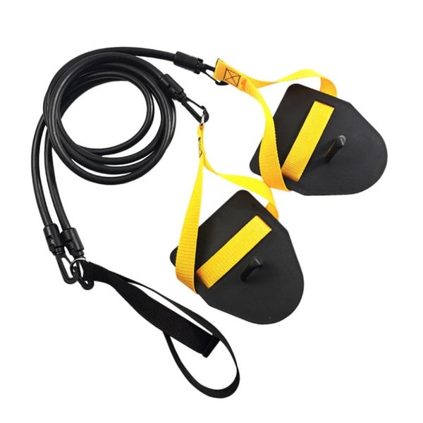 Elosung Black Yellow Flippers [Training Stroke] [60Lbs] Swim Resistance Band Tra Carousel 1