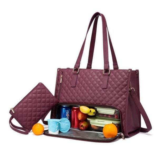 2 In 1 Travel Tote: Laptop & Insulated Lunch Bag. Ideal For Business Work Nursin Carousel 8