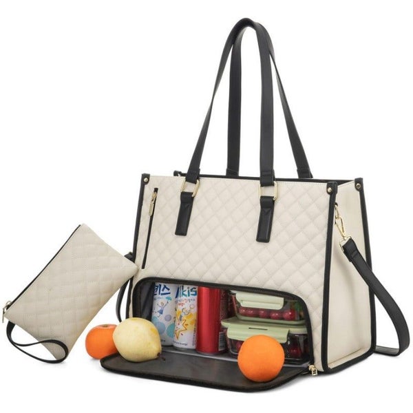 2 In 1 Travel Tote: Laptop & Insulated Lunch Bag. Ideal For Business Work Nursin Carousel 1
