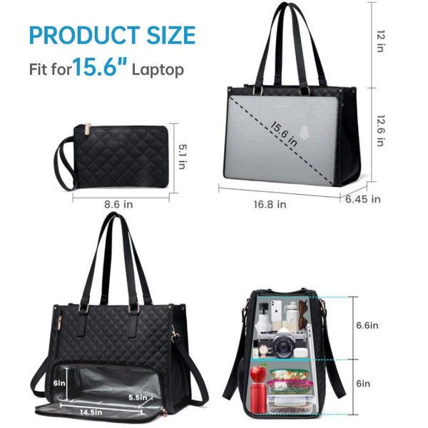 2 In 1 Travel Tote: Laptop & Insulated Lunch Bag. Ideal For Business Work Nursin Carousel 2
