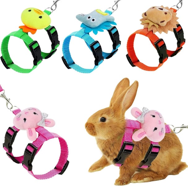 4 Set Adjustable Bunny Rabbit Harness and Leash Set for Ferret and Small Pe Carousel 1