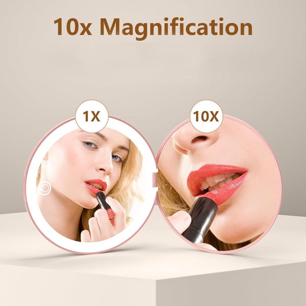 Travel Mirror with Light, 1X/10X Magnification Compact Mirror, Rechargeable Carousel 2