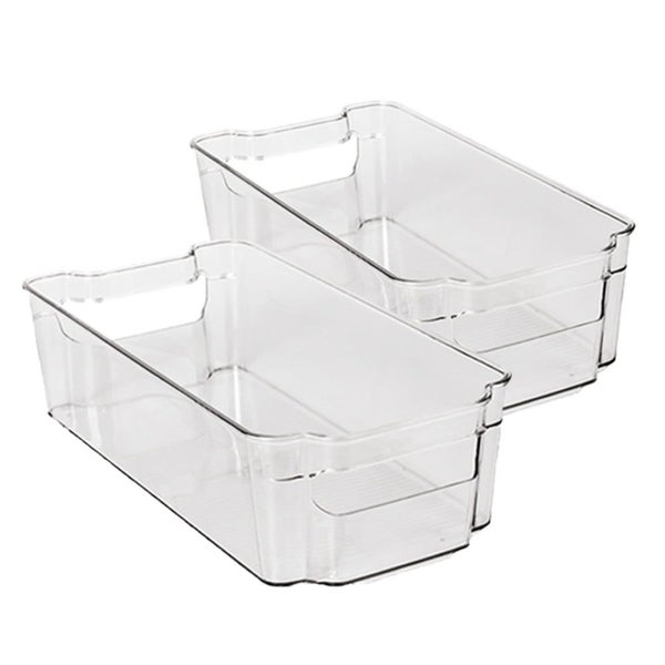 Refrigerator Organizer Bins, 2-Pieces Clear Plastic Bins for Refrigerator, Carousel 1