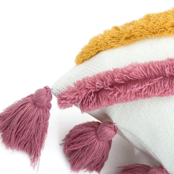 New Soft Acrylic Knitted Tassel Lantern Style Cushion Pillow Cover 45x45cm Pink Carousel 2