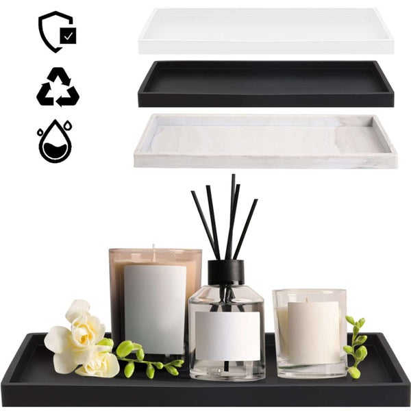 Countertop and Vanity Tray, Silicone Bathroom Tray, Flexible Dish Soap Hold Carousel 1