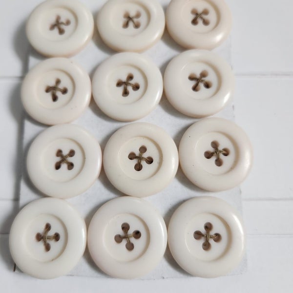 White almost off white sewing vintage retro buttons scrapbooking crafting toys Carousel 1