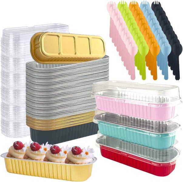 Mini Loaf Pans With Lids and Spoons, 6.8oz Aluminum Foil Baking Pans, Recta Carousel 1