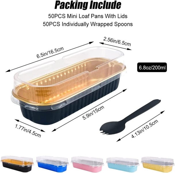 Mini Loaf Pans With Lids and Spoons, 6.8oz Aluminum Foil Baking Pans, Recta Carousel 2