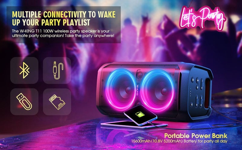 100W Portable Bluetooth Speaker – W-King T11 – Ex-Demo Carousel 11