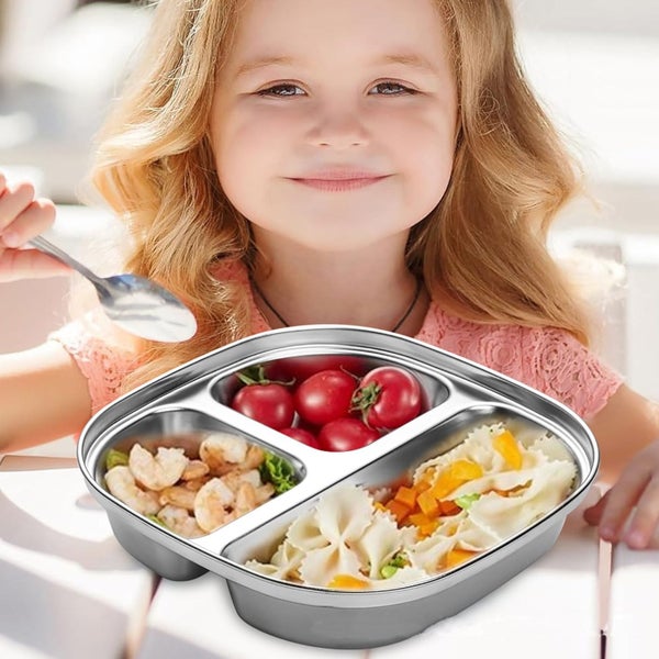 KidsDivided Plate ! 304 Stainless SteelKidsPlate, Compartmentalized Dinner Carousel 1