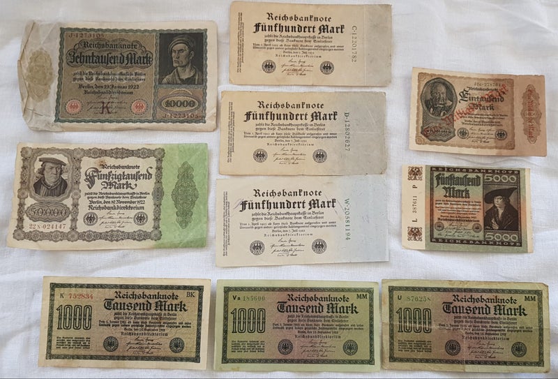 1922 German banknotes selection. Carousel 1