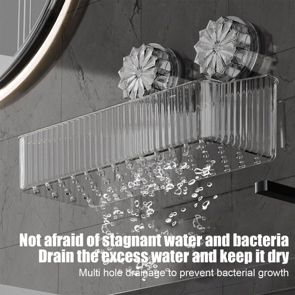 Bathroom Shelf Medium Suction Cup Shelf, No Drill Wall Mounted Organizer, B Carousel 6