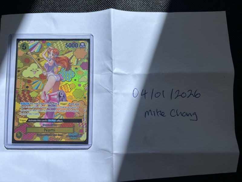 Nami (SP). Emperors in the New World. Mint, Super Rare, Foil, One Piece. Carousel 1