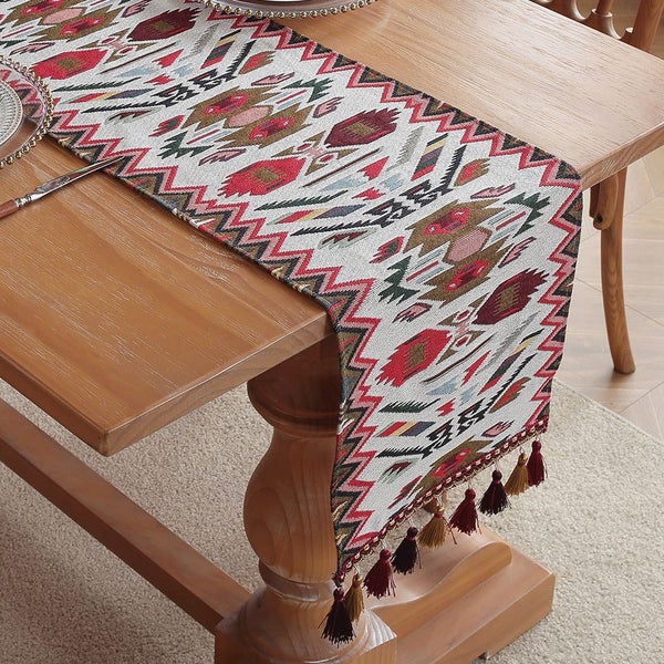 Posey's Geometry American Retro Jacquard Embroidered Table Runner Light Luxury M Carousel 1